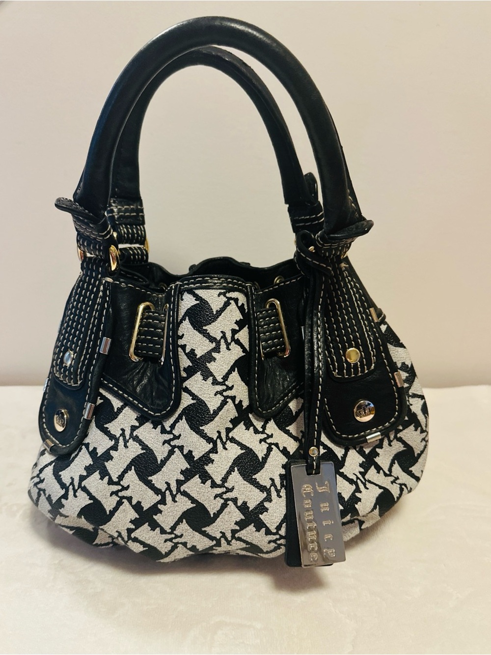 Juicy Couture Daydreamer vintage Black & White Houndstooth Purse Designer City